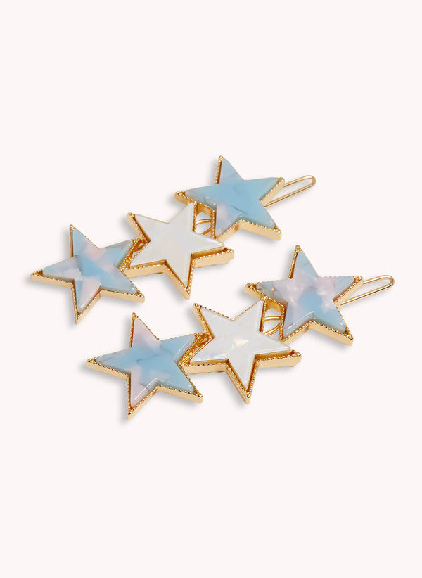 Marbelized Star Trio Clip - Colors: Cotton Candy Sky & Mother of Pearl White